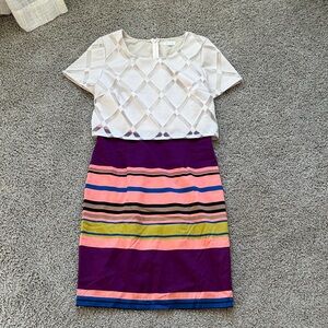 Anthropologie Cream and Multicolor Mini Dress